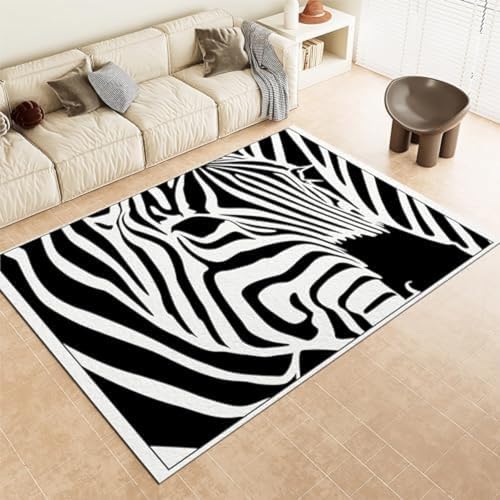 SANTPOT Schwarz-Weiß-Fläche Teppiche Tier Zebra Streifen Maschin,160x230cm von SANTPOT