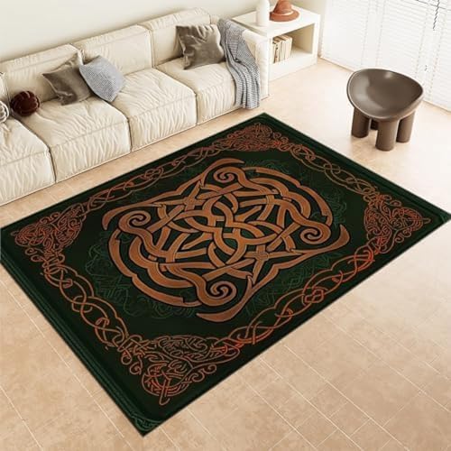 SANTPOT Schwarze Fläche Teppiche Geometrische Keltische Knoten Design Waschbar Teppich Nicht rutschfest, SANTPOT Schwarze Fläche Teppiche Geometrische Keltische Knoten Design Waschbar Teppich Nicht rutschfest, von SANTPOT