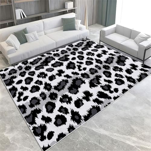 SANTPOT Schwarze Teppich Teppich Tier Leopardendruck Nicht rutschfeste Fläche Teppich Kurze Stapelbodenmatte Für Wohnzimmer Schlafzimmer Badezimmer Küche & Büro, SANTPOT Schwarze Teppich Teppich Tier Leopardendruck Nicht rutschfeste Fläche Teppich Kurze Stapelbodenmatte Für Wohnzimmer Schlafzimmer Badezimmer Küche & Büro, von SANTPOT
