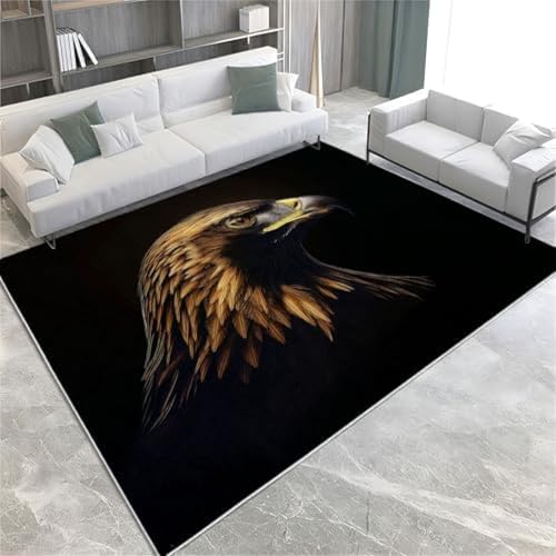 SANTPOT Schwarze Teppich Teppiche Golden Eagle Maschine Waschbarer Nicht Rutscher Fläche Teppich Easy Care Short Stapel Teppich Für Wohnzimmer Schlafzimmer Esszimmer Büro & von SANTPOT