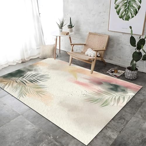 SANTPOT Teppich Tinte Palmblätter Drucken Großer Teppich Heller Heimteppich, von SANTPOT