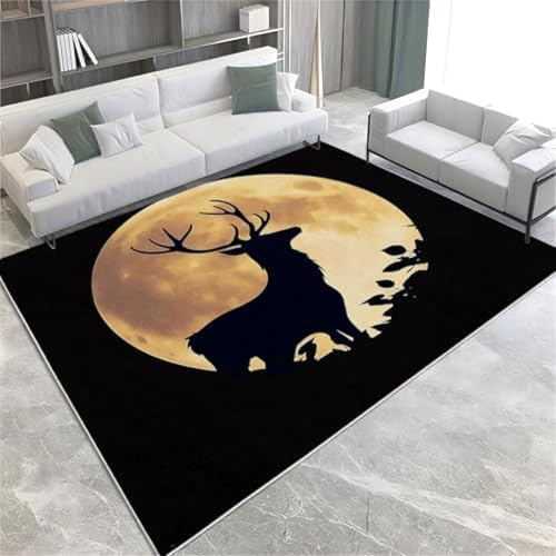 SANTPOT Tierhirschbereich Teppiche Brauner Mond Nicht Rutschfabischer Fläche Teppich Kurze Stapelbodenmatte Für Wohnzimmer Schlafzimmer Badezimmer Küche & Büro, von SANTPOT