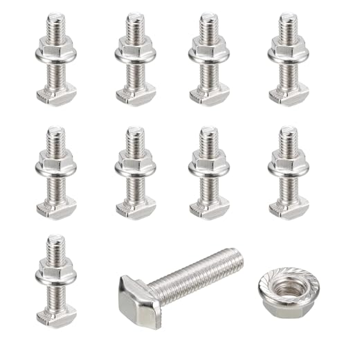 SANTUO 10 Set M5x20mm T Schlitz Einsteckbolzen und M5 Sechseck Flansch Mutter Set Hammer Kopf T-Bolzen T Form Bolzen Schiebend Schraube für 20 Serie Aluminum Profile von SANTUO