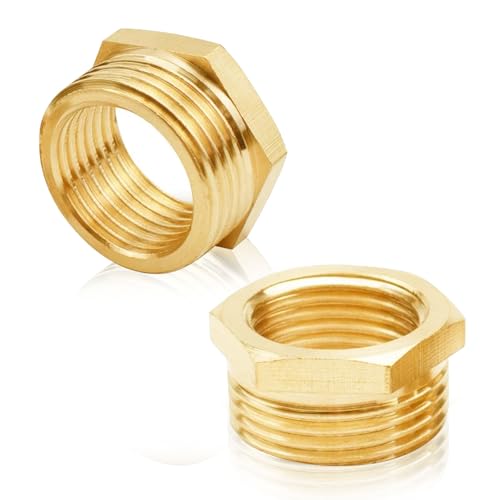 SANTUO Messing Reduzierstück 3/4 auf 1/2 Zoll Adapter (AG Ø 26mm x IG Ø 19.5mm), Gardena-kompatibler Adapter 3/4 Zoll auf 1/2 Zoll, AG/IG Reduzierung für Wasserleitungen, Gewindefitting Außengewinde a von SANTUO