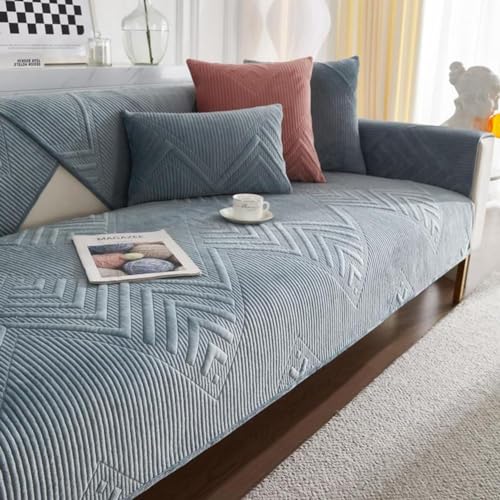 SANTUO Sofabezug Antirutsch,Sofa überzug Sofaschoner rutschfest,Sofa Cushion Sofaschutz L Form Ecksofa,Couch Bezug Schmutzabweisend Sofaschutz Hund Kratzschutz Katze, Blue5-70x210cm von SANTUO