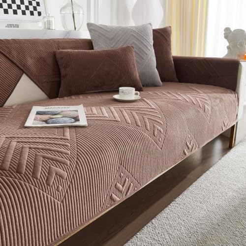SANTUO Sofabezug Antirutsch,Sofa überzug Sofaschoner rutschfest,Sofa Cushion Sofaschutz L Form Ecksofa,Couch Bezug Schmutzabweisend Sofaschutz Hund Kratzschutz Katze, Coffee5-90x120cm von SANTUO