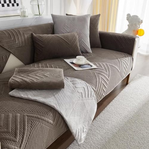 SANTUO Sofabezug Antirutsch,Sofa überzug Sofaschoner rutschfest,Sofa Cushion Sofaschutz L Form Ecksofa,Couch Bezug Schmutzabweisend Sofaschutz Hund Kratzschutz Katze, Dark Gray5-70x210cm von SANTUO