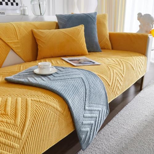 SANTUO Sofabezug Antirutsch,Sofa überzug Sofaschoner rutschfest,Sofa Cushion Sofaschutz L Form Ecksofa,Couch Bezug Schmutzabweisend Sofaschutz Hund Kratzschutz Katze, Orange5-70x120cm von SANTUO