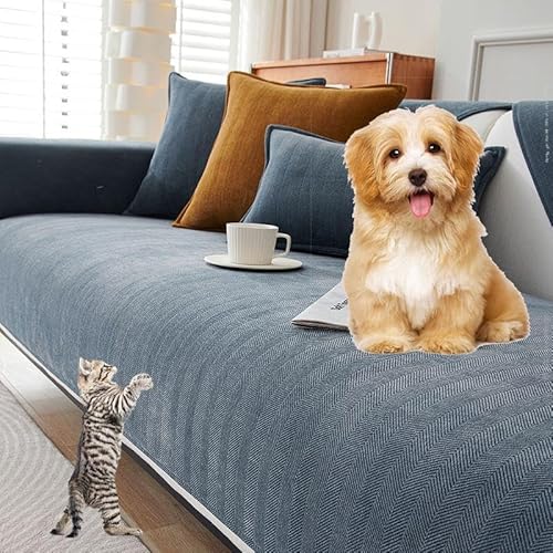 SANTUO Sofabezug Antirutsch,Sofa überzug Sofaschoner rutschfest,Sofa Cushion Sofaschutz L Form Ecksofa,Couch Bezug Schmutzabweisend Sofaschutz Hund Kratzschutz Katze,Blue Gray2-90x210cm von SANTUO