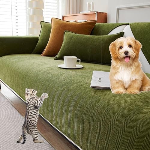 SANTUO Sofabezug Antirutsch,Sofa überzug Sofaschoner rutschfest,Sofa Cushion Sofaschutz L Form Ecksofa,Couch Bezug Schmutzabweisend Sofaschutz Hund Kratzschutz Katze,Green2-Kissenbezug（45x45cm） von SANTUO
