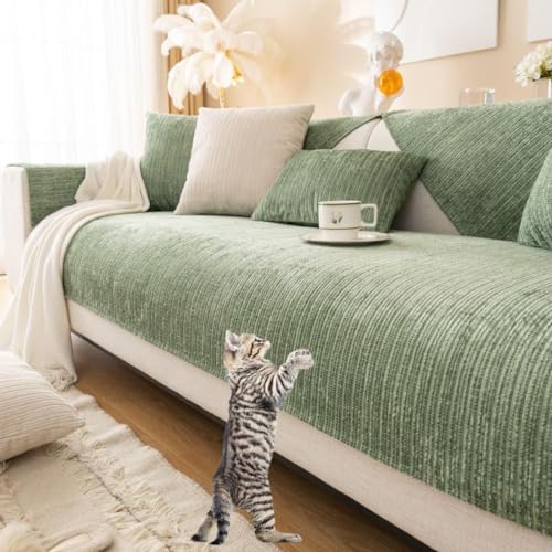 SANTUO Sofabezug Antirutsch,Sofa überzug Sofaschoner rutschfest,Sofa Cushion Sofaschutz L Form Ecksofa,Couch Bezug Schmutzabweisend Sofaschutz Hund Kratzschutz Katze,Green4-70x210cm von SANTUO