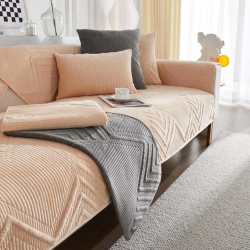 SANTUO Sofabezug Antirutsch,Sofa überzug Sofaschoner rutschfest,Sofa Cushion Sofaschutz L Form Ecksofa,Couch Bezug Schmutzabweisend Sofaschutz Hund Kratzschutz Katze, Beige5-70x180cm von SANTUO