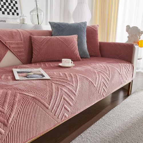 SANTUO Sofaschoner rutschfest, Sofa überzug Sofabezug L Form Eckcouch, Waschmaschinenfest Couchbezug Decke Sofadecke Sofaschutz Hund Katze Kratzschutz, Pink5-70x180cm von SANTUO