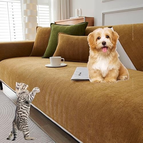 SANTUO Sofabezug Antirutsch,Sofa überzug Sofaschoner rutschfest,Sofa Cushion Sofaschutz L Form Ecksofa,Couch Bezug Schmutzabweisend Sofaschutz Hund Kratzschutz Katze,Coffee2-70x70cm von SANTUO