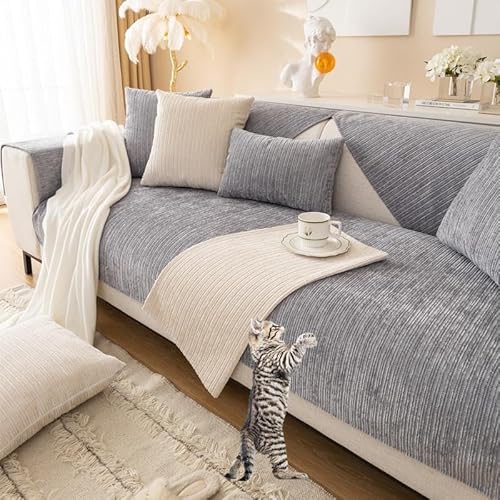 SANTUO Sofaschoner rutschfest, Sofa überzug Sofabezug L Form Eckcouch, Waschmaschinenfest Couchbezug Decke Sofadecke Sofaschutz Hund Katze Kratzschutz,Gray4-110x180cm von SANTUO