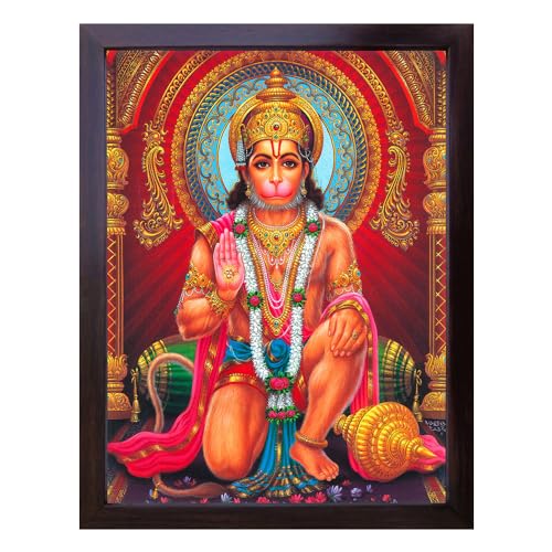 Hindu Lord Hanuman Giving Blessings, einer Heiligen Hindu Religiöse Gemälde Poster Plakat mit Rahmen für Verehrung Zweck von SANVIKA