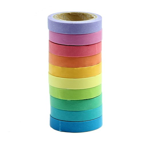 10x Dekorative Regenbogen Klebeband Papier Washi Masking Tape Klebeband DIY von SANWOOD