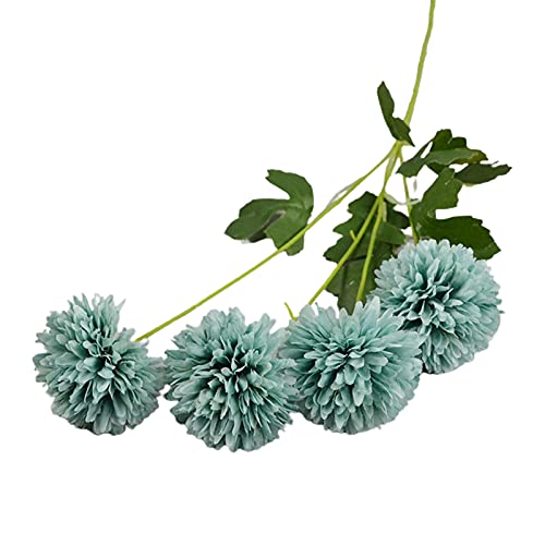 SANWOOD Realistische künstliche Blumen für selbstgemachte Hochzeitsdekorationen, 1 Stück, Kunstblume, zarte DIY-Blume, 4 Köpfe, künstliche Heimdekoration, Chrysanthemen für Hochzeit, Herbstgrün von SANWOOD