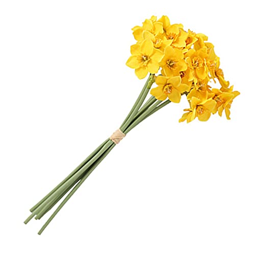 Realistische künstliche Blumen für DIY-Hochzeitsdekorationen, 6 Stück, künstliche Blumen, umweltfreundlich, lichtecht, Stoff, künstliche Narzisse, Blumenstrauß für Zuhause – Gelb von SANWOOD