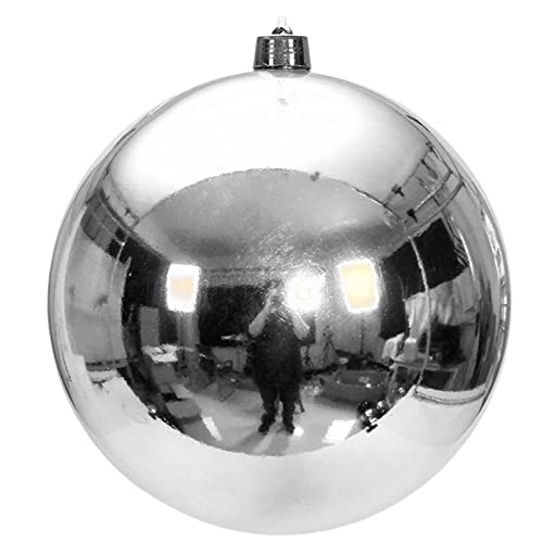 SANWOOD 40 cm Weihnachtskugel, feine Verarbeitung, Spiegeloberfläche mit Aufhängeloch, Weihnachtsbaumschmuck, umweltfreundlich, bruchsicher, Weihnachtskugel, Ornamente für Party, Silber, L von SANWOOD