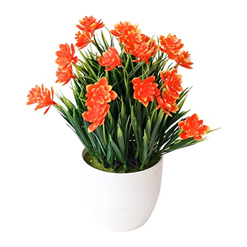 SANWOOD Künstliche Pflanze Bonsai Charming Kunststoff Blumenarrangement Gefälschte Pflanze Lotus für Indoor Office Hochzeit Home Schreibtisch Dekor Orange von SANWOOD