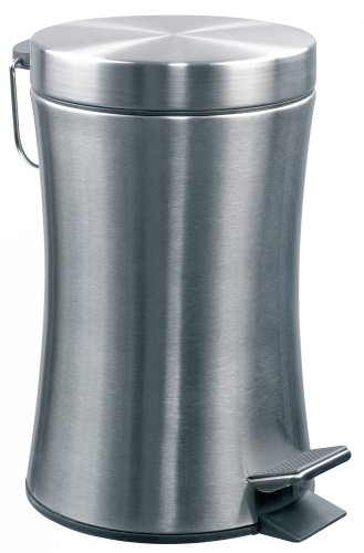 Sanwood Treteimer FEE im tallierter Form, Bad-Abfalleimer 3 Liter, Kosmetikeimer aus satiniertem Edelstahl, Chrom matt, 42877 x 16.8 x 26.5 cm von Sanwood