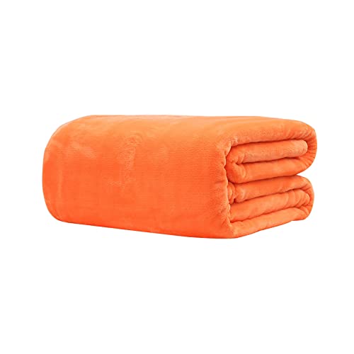 Strukturierte weiche Decke, warme und leichte Überwurfdecke, Decke, weiche warme Flanell-Decken, Bettwäsche-Zubehör für den Winter – Orange von SANWOOD