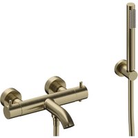 SANYCCES LOOP Wannen & Brausebatterie mit Thermostat und Brausehalter, Handbrause & Brauseschlauch, gold gebürstet SANYCCES LOOP Wannen & Brausebatterie mit Thermostat und Brausehalter, Handbrause & Brauseschlauch, gold gebürstet von SANYCCES
