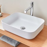 Sanycces - verglastes Keramik-Aufsatzwaschbecken quadratisch oder rechteckig catania weiß matt von SANYCCES