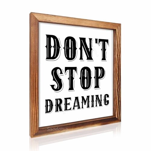 Gerahmtes Wandschild mit Aufschrift "Don't Stop Dreaming", 20,3 x 20,3 cm, mit positiven Zitaten, Bauernhaus-Wandbehang, Vintage-Heimdekoration, Familienschild Gerahmtes Wandschild mit Aufschrift "Don't Stop Dreaming", 20,3 x 20,3 cm, mit positiven Zitaten, Bauernhaus-Wandbehang, Vintage-Heimdekoration, Familienschild von SAODOMA