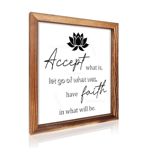 Wandschild "Accept What Is, Let Go of What Was, Have Faith in What Will Be – Bauernhaus-Küchen-Wandschild, inspirierende Zitate, 20,3 x 20,3 cm, gerahmter Wandbehang, Vintage-Heimdekor, Familienschild Wandschild "Accept What Is, Let Go of What Was, Have Faith in What Will Be – Bauernhaus-Küchen-Wandschild, inspirierende Zitate, 20,3 x 20,3 cm, gerahmter Wandbehang, Vintage-Heimdekor, Familienschild von SAODOMA