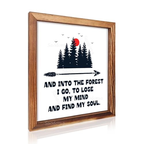 Wandschild mit inspirierenden Zitaten aus Holz, mit inspirierenden Zitaten und Aufschrift "And into The Forest I Go to Lose My Mind and Find My Soul", 20,3 x 20,3 cm, gerahmter Wandbehang Wandschild mit inspirierenden Zitaten aus Holz, mit inspirierenden Zitaten und Aufschrift "And into The Forest I Go to Lose My Mind and Find My Soul", 20,3 x 20,3 cm, gerahmter Wandbehang von SAODOMA