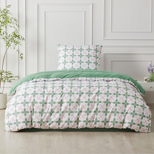 SAPHREAS Bettwäsche 155x220 Böhmisch Bettwäsche Sets Mikrofaser Boho Grün Paisley Bettwäsche 2teilig Kuschelige 1 Bettbezug 155x220 cm mit Reißverschluss + 1 Kissenbezüge 80x80 cm von SAPHREAS