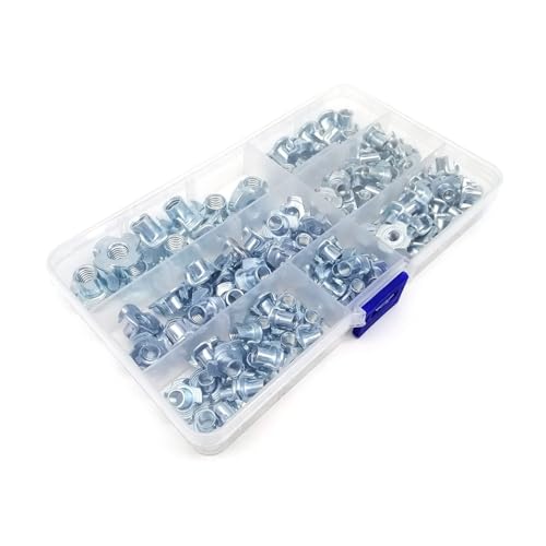 1 Box 115 Stück M4 M5 M6 M8 Verdickter Stahl Vierklauen Lautsprechermutter Blindzinkeneinsatz T-Mutter Holzmöbelmutter-Sortiment-Kit-Set von SAPIIKEF