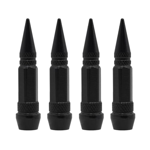 1 Satz/4 Stück Reifenrad-Ventilkappen, universell passend for Auto-, Motorrad-, Fahrrad-Radreifenventile, Reifenschaftkappe, Luftkappe, luftdichte Abdeckung(Black-60mm) von SAPIIKEF