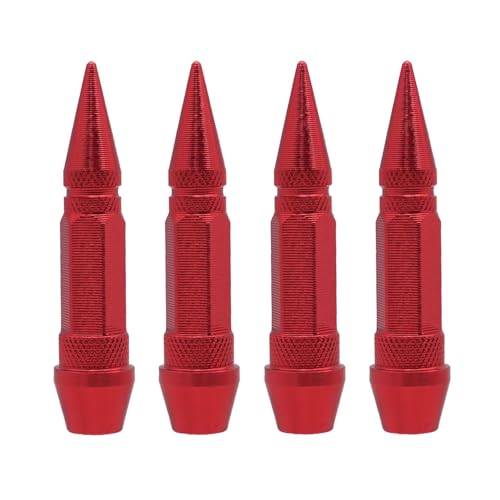 1 Satz/4 Stück Reifenrad-Ventilkappen, universell passend for Auto-, Motorrad-, Fahrrad-Radreifenventile, Reifenschaftkappe, Luftkappe, luftdichte Abdeckung(Red-45MM) von SAPIIKEF
