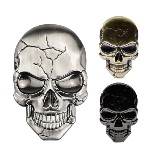 1 Stücke 3D Metall Teufel Schädel Auto Emblem Aufkleber Chrom Auto Abzeichen Aufkleber Stoßstange Aufkleber for Auto SUV Lkw Motorrad(2) von SAPIIKEF