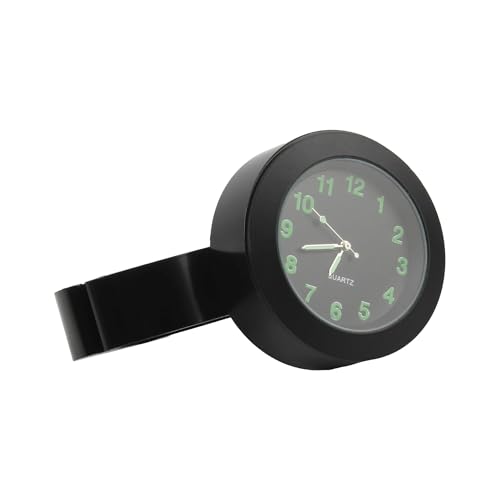 1 stücke Silber Farbe Motorrad Wasserdichte Aluminium Lenker Glow Mount Uhr Uhr Universal for 7/8 "Bis 1" Lenker Teile(Black) von SAPIIKEF
