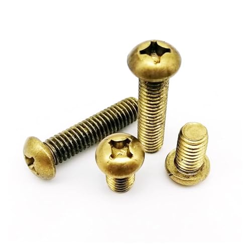 10/20/50 Stück M2 M2.5 M3 M4 M5 M6 GB818 Reines Kupfer Massivmessing Kreuz Rund Flachkopfschraube Bolzen Gewindelänge 4-30mm(4mm,50pcs M2) von SAPIIKEF