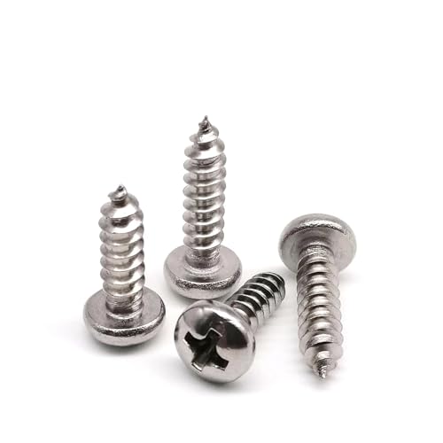 10/50 Stück M1 M1.2 M1.4 M1.7 M2.2 M2.6 M3 M4 M5 M6 Mini 304 Edelstahl Kreuzschlitz-Rundkopf selbstschneidende Holzschraube(20mm,M4.8 10pcs) von SAPIIKEF