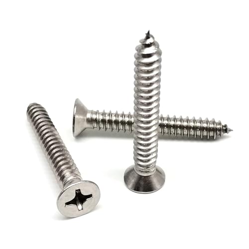 10/50 Stück M2 M2.2 M2.6 M2.9 M3.5 M3.9 M4.8 M5.5 M6.3 Flachsenkkopf Selbstschneidende Holzschraube 304 A2 Edelstahl(18mm,50pcs M2) von SAPIIKEF