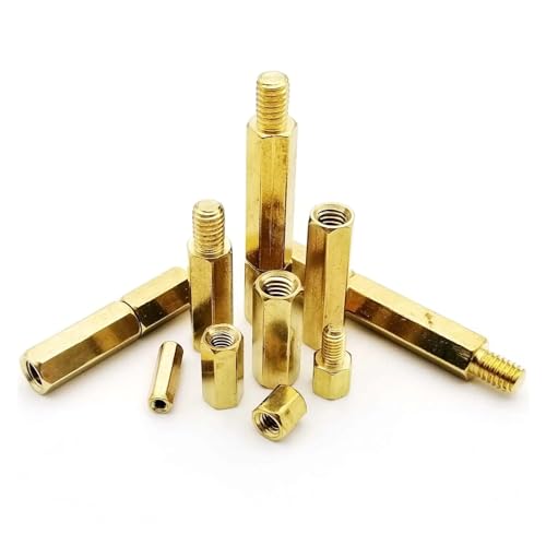 10/50 Stück Messing Kupfer M2 M2.5 M3 M4 Sechskant-Abstandshalter Sechskantsäule MF Männlich Weiblich Abstandsbolzen for Leiterplattenplatine Motherboard(Male-female,5MM_M2 50PCS) von SAPIIKEF