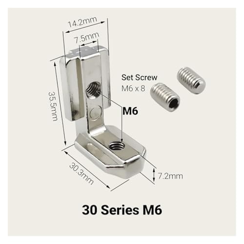 10 Stück 2020 3030 4545 4040 Serie Innen versteckte Halterung L-förmiger Inneneckverbinder mit Schrauben for Aluminiumprofil(30-M6 Silver) von SAPIIKEF
