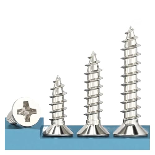 100/500 Stück M2 Selbstschneidende Schrauben Sortiment Blechschrauben Sortiment Kontermutter Holzgewinde Nagelschrauben Sets Selbstsichernde Mutter Woo(M2-100Pcs,4mm) von SAPIIKEF