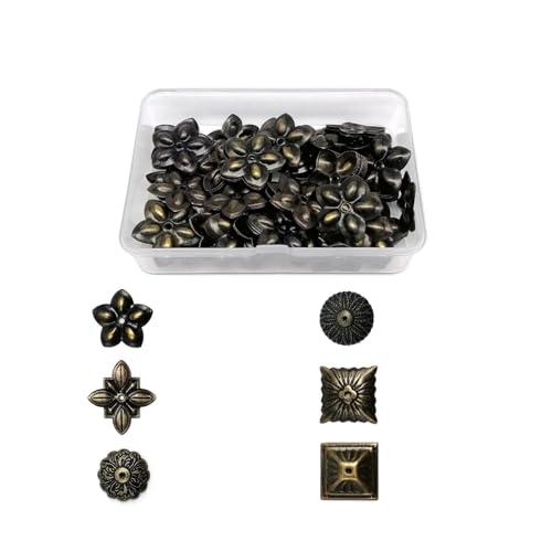100 Stück/Box Polsternagel Schmucktruhe Holzbox Ecke Geschenk Weinkiste Sofa Dekorativer Reißzweckenbolzen Shim Pad Reißzwecke Antikes Messing(C dia 15mm 100pcs) von SAPIIKEF