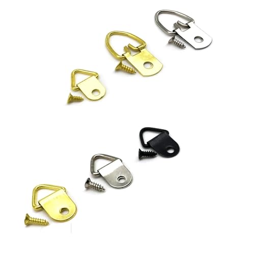 100 Stück Mini-Dreieck-D-Ring for Aufhängen von Ölgemälden, Spiegeln, Bilderrahmen, Aufhängern, Kunstwerken, Foto-Wandhaken, Einzelloch + Schraube(F silver 13x32mm) von SAPIIKEF