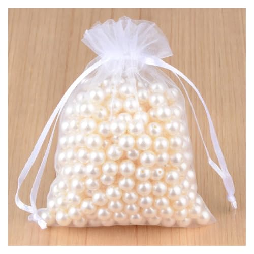 100 stücke 24 Farben Schmuck Verpackung Tasche 5 * 7 7 * 9 9 * 12 10 * 15cm Organza Taschen Geschenk Lagerung Hochzeit Kordelzug Beutel Großhandel(1 White,10x15cm) von SAPIIKEF