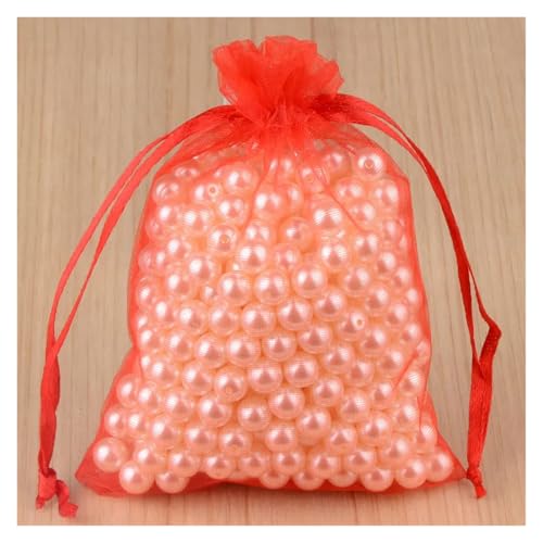 100 stücke 24 Farben Schmuck Verpackung Tasche 5 * 7 7 * 9 9 * 12 10 * 15cm Organza Taschen Geschenk Lagerung Hochzeit Kordelzug Beutel Großhandel(19 Red,5x7cm) von SAPIIKEF