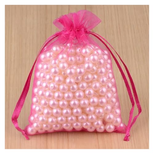 100 stücke 24 Farben Schmuck Verpackung Tasche 5 * 7 7 * 9 9 * 12 10 * 15cm Organza Taschen Geschenk Lagerung Hochzeit Kordelzug Beutel Großhandel(22 Fuchsia,10x15cm) von SAPIIKEF