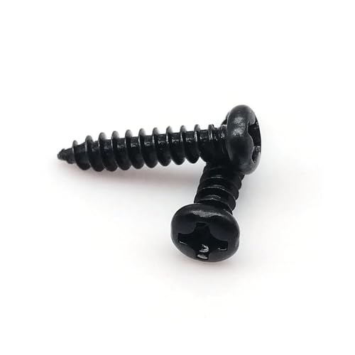 100X M1 M1.5 M2 M3 M4 Mini Tiny 304 A2 Edelstahl Schwarz Carbon Stahl Kreuz Pan Runde Kopf Selbst-schneidende Holz Schraube(Black carbon steel,8MM_M2.6) von SAPIIKEF